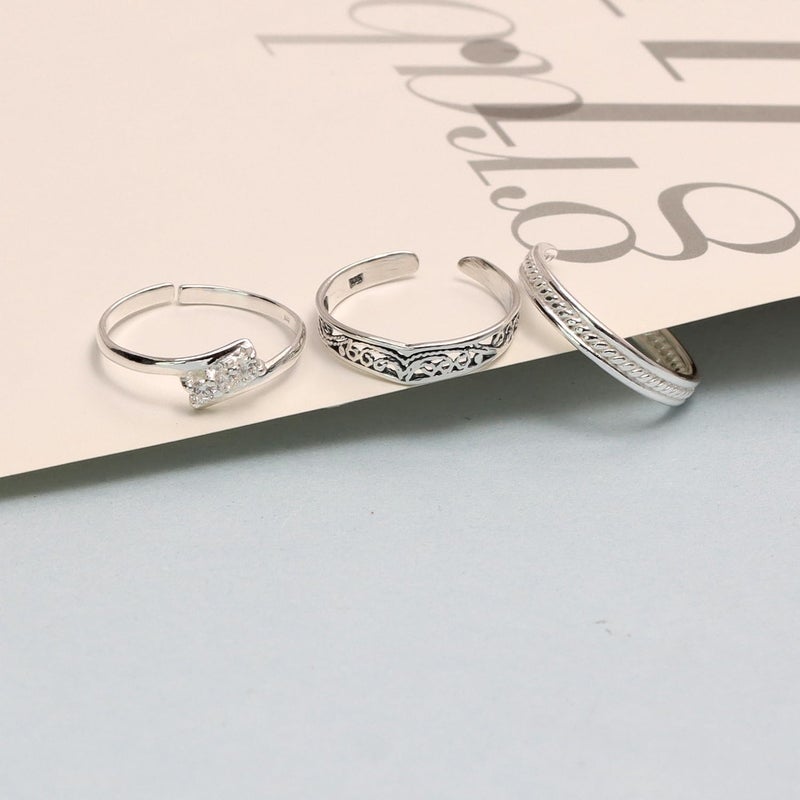 LeCalla 925 Sterling Silver Open Toe Rings Set for Women Adjustable Minimalist Toe Rings Summer Beach Foot Jewelry - Image 4